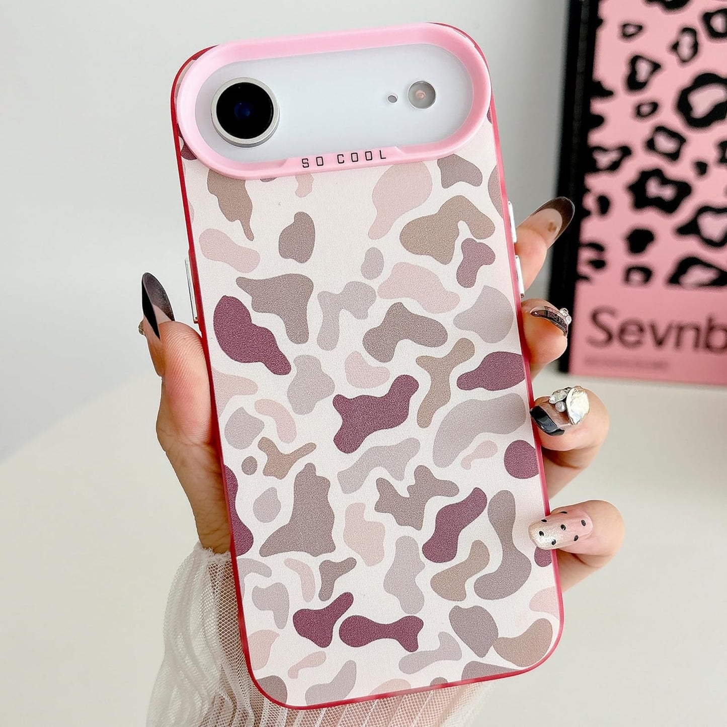 for iPhone 17 Air Case, Vintage Camo Pattern Design for Men Boys Teens, Cool Camouflage Shockproof Protective Cover for Girls Women - Pink