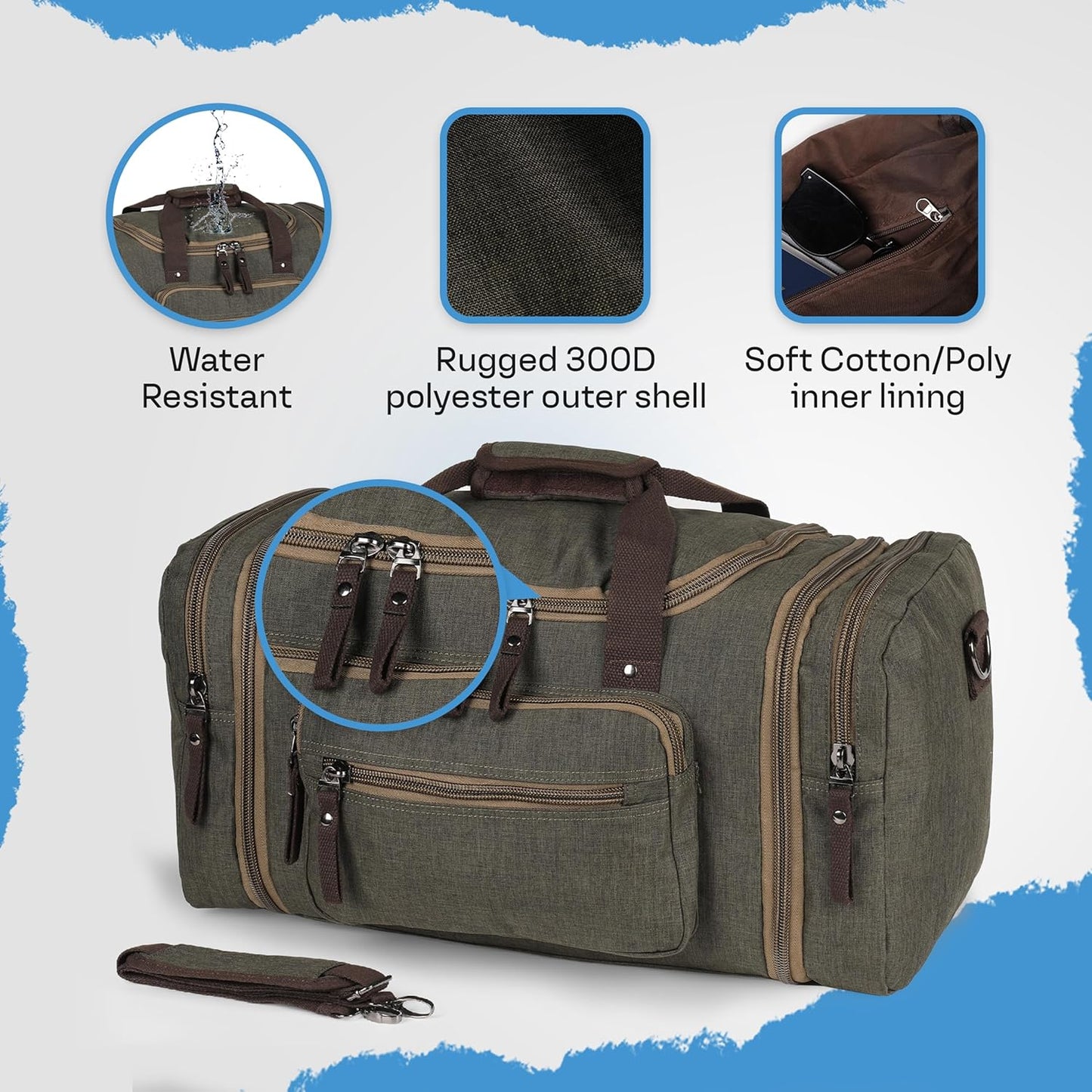 Duffle Bag for Travel 20–23” Expandable (40L) – Lightweight Water-Resistant Carry On Weekender with Multiple Pockets & Shoulder Strap – Airline Approved Travel Duffel Bags for Men & Women