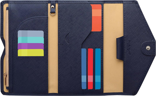 ZOPPEN Mulit-purpose Rfid Blocking Passport Holder Travel Wallet (Ver.4) Passport and Vaccine Card Holder ComboTri-fold Document Organizer Travel Essentials