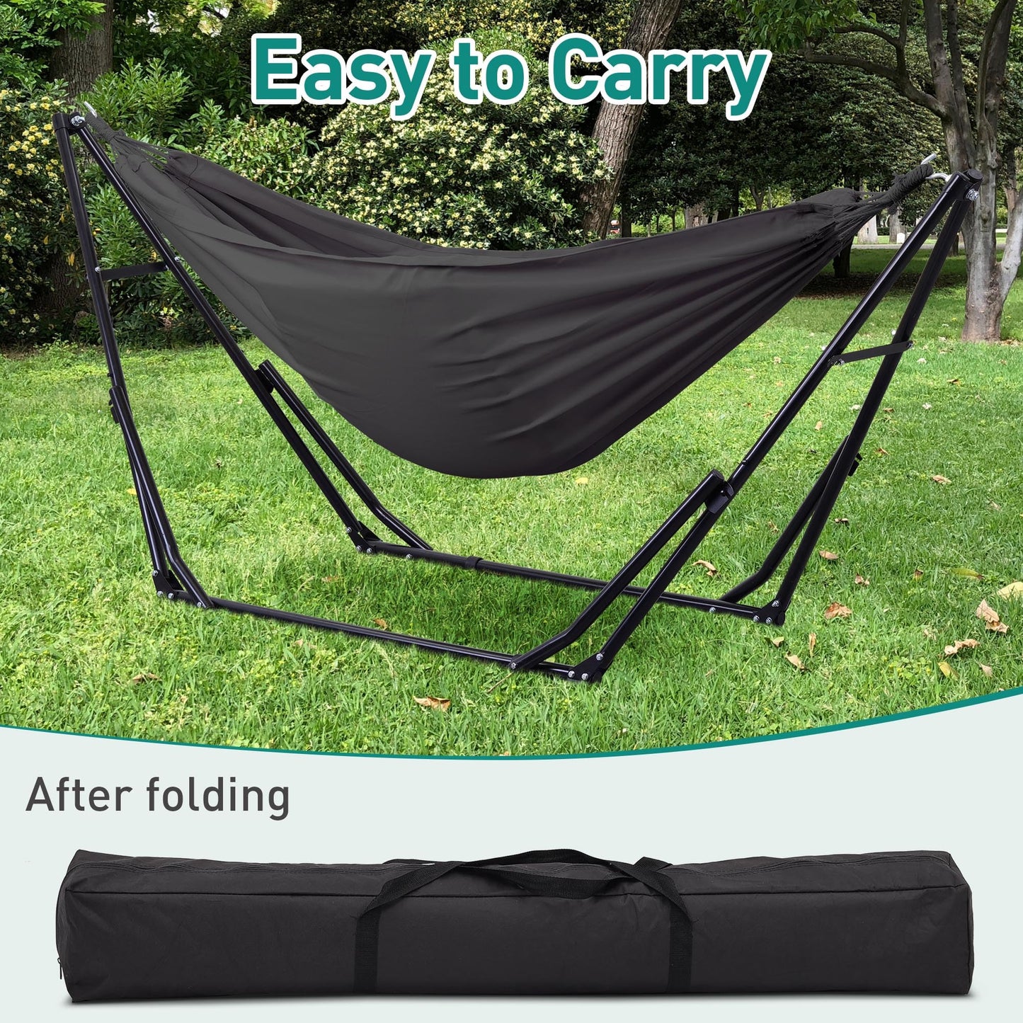 Ainfox Hammock with Foldable Stand, 2 in 1 Hammock and Swinging Chair with Carrying Bag, Portable