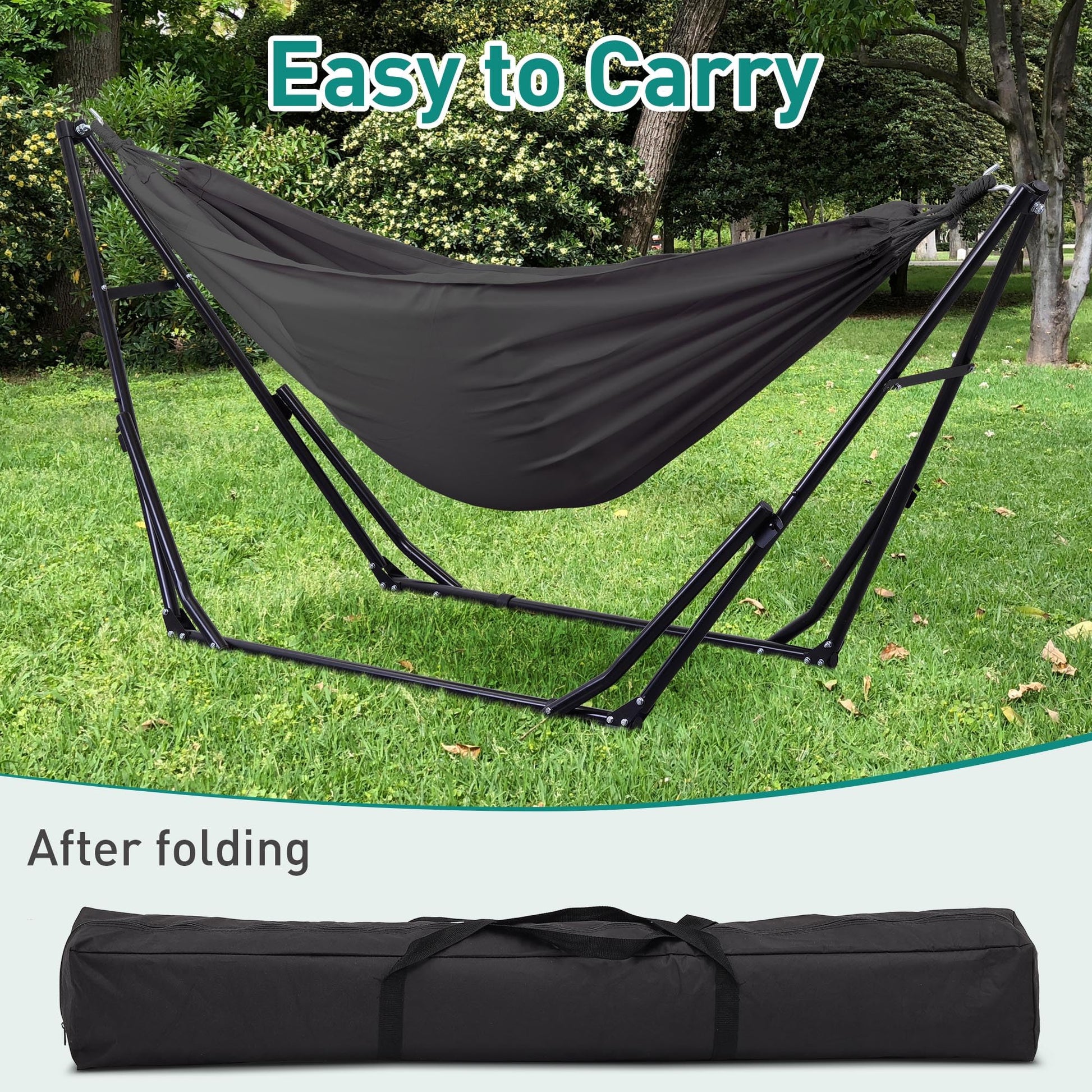 Ainfox Hammock with Foldable Stand, 2 in 1 Hammock and Swinging Chair with Carrying Bag, Portable