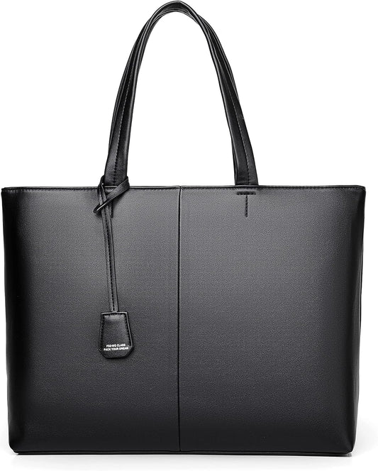FSD.WG Men's Tote Bag,Business Bag, Leather Briefcase,Elegant Leather（PU）,Large Capacity,Black