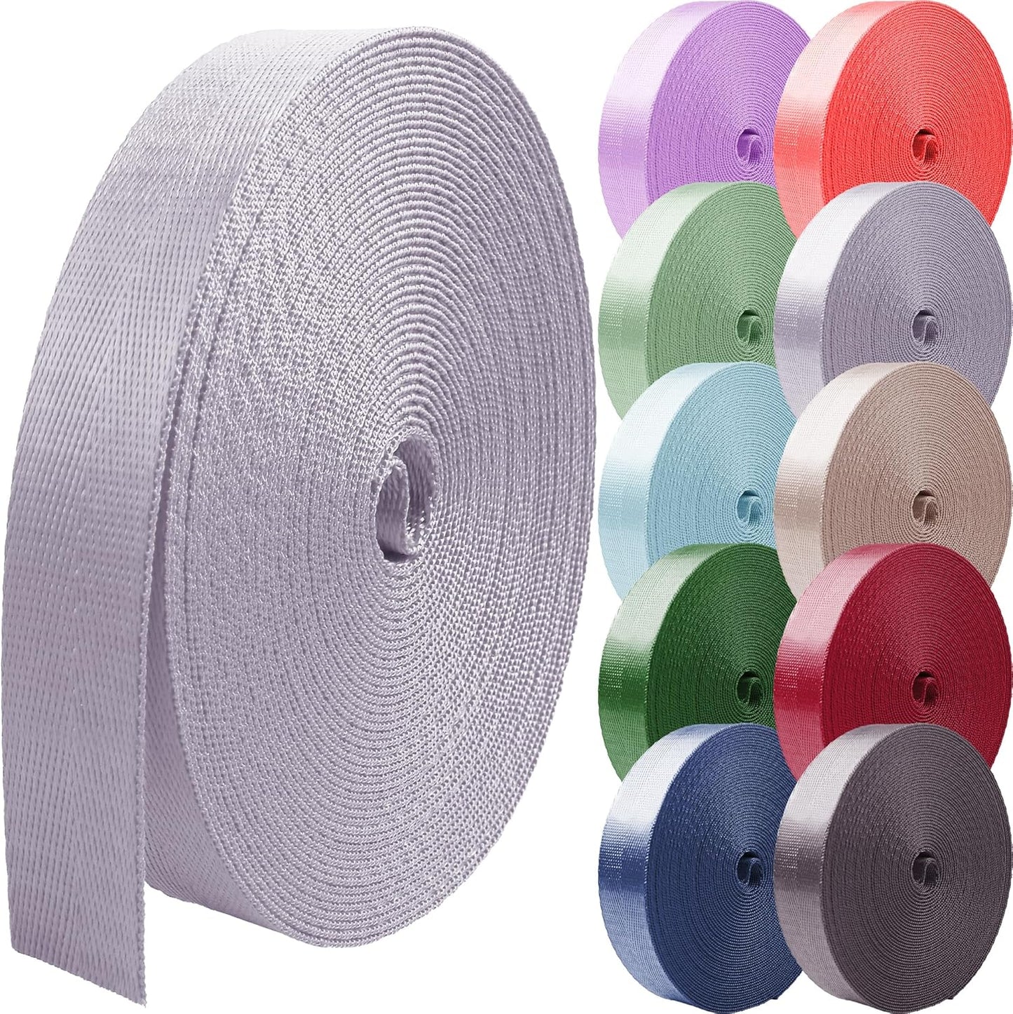 Nylon Webbing 1 inch 1.5 inch 2 inch Nylon Strap Backpack Straps Belt, 10 25 50 3.3 Yards Webbing