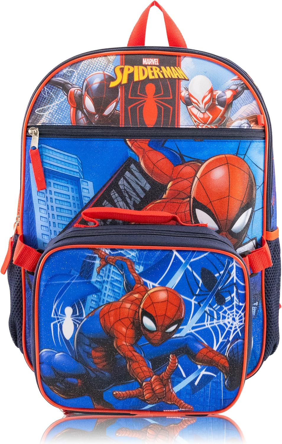 Marvel Spiderman Backpack With Lunch Box for Kids | Insulated Lunch Bag Lunch Box for Boys, Girls, Toddlers | Backpack for School and Reusable Lunchbox with Matching Headphones and Water Bottle