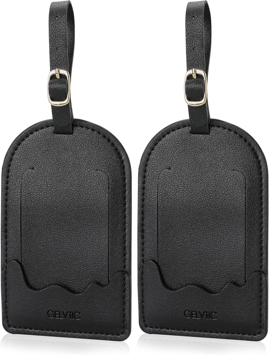 Faux Leather Luggage Tags for Suitcase Tag Set Privacy Protection with Identifie Name Lable ID Card Baggage tag for Men Women Travel Accessories, 2/4 Pack (LT07-Black)