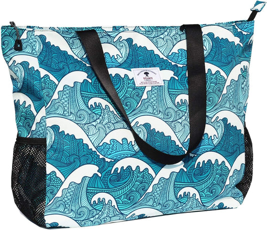 LARGE BEACH BAG Water Resistant Lightweight 20 inch Women Oversize Tote Bag for Gym Beach Travel Pool Yoga Nurse