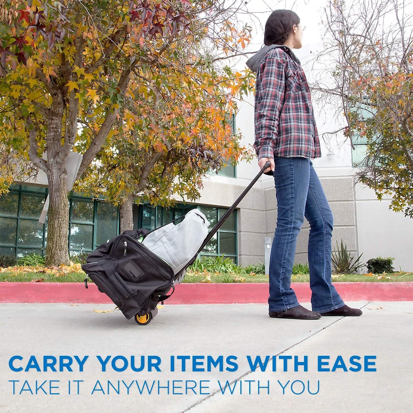 Mount-It! Folding Luggage Cart and Dolly | 77 Lb Capacity | Portable Lightweight Luggage Trolley Cart with Telescoping Handle and 4 Rubber Wheels | Steel Frame