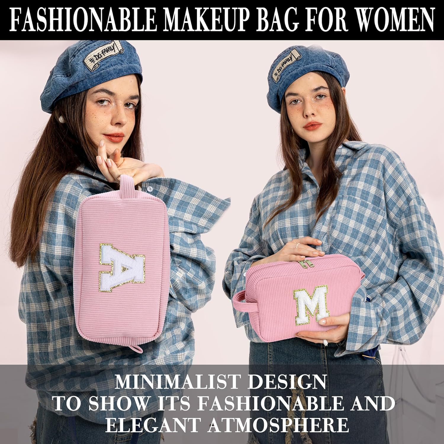 YOOLIFE Initial Travel Makeup Bag Cosmetic Bag - Teen Girl Gifts Trendy Stuff Friend Birthday Gifts