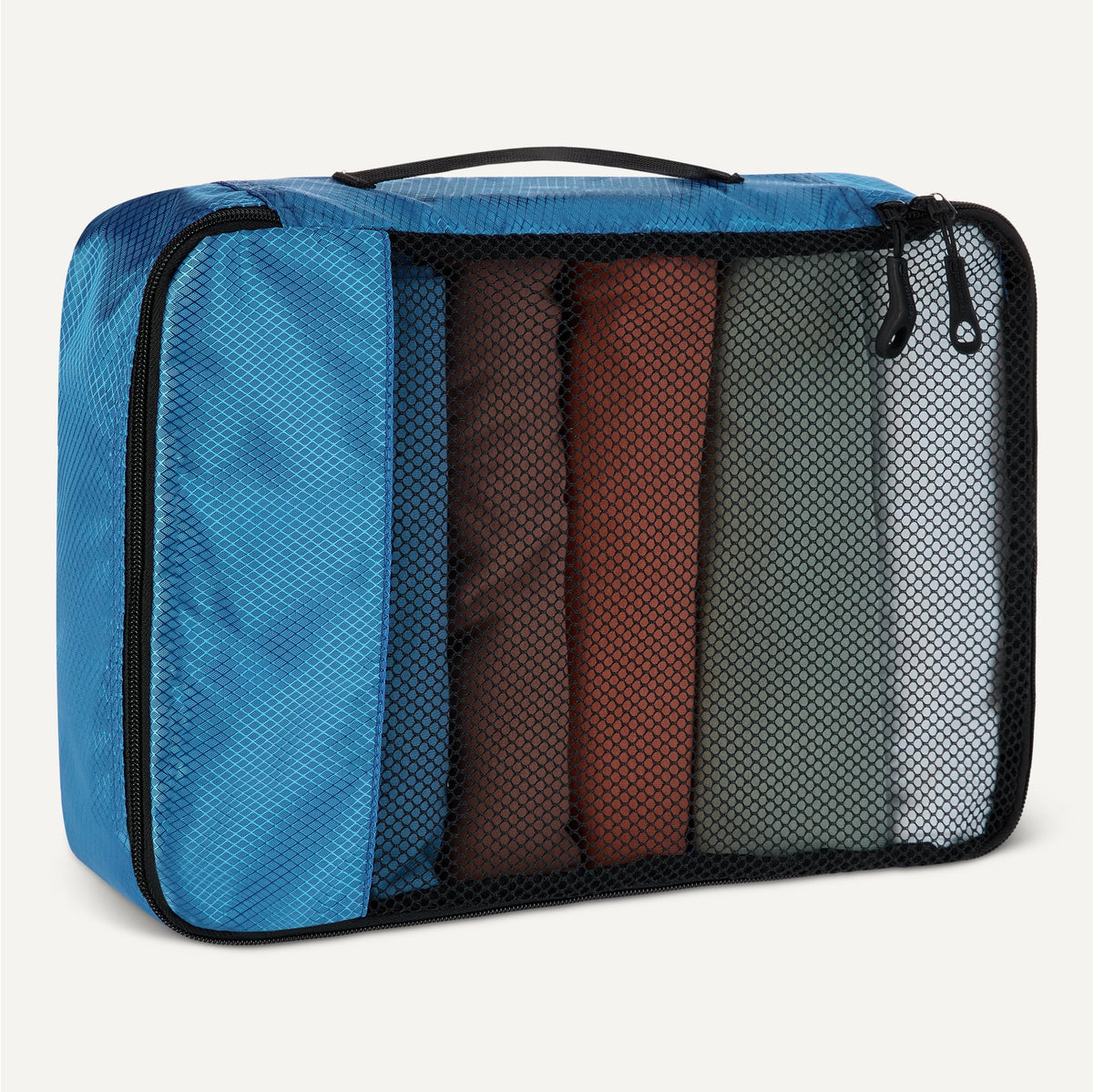 Amazon Essentials 4-Piece Packing Cubes Travel Accessories Set, Luggage Organizer with Double
