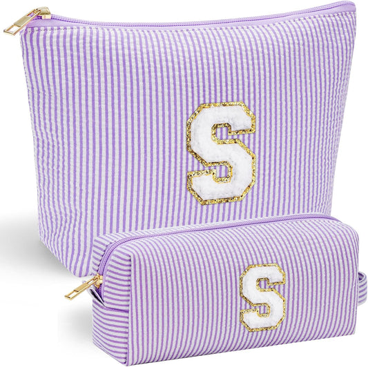 YOOLIFE Mothers Day Gifts Preppy Stuff Tween Girls Gifts Graduation Teacher Gifts Monogram Makeup Pouch Makeup Organizer Bag Beauty Bag Personalized Birthday Gifts for Women Her Preppy Makeup Bag S