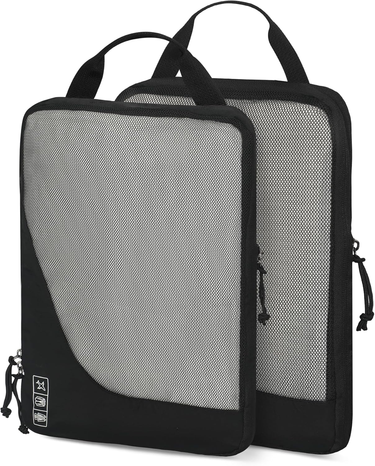 Hynes Eagle 6 Set/ 4 Set/ 2 Set Compression Packing Cubes Travel Essentials Lightweight Nylon Luggage Suitcase Organizer Bag Black 2PCS