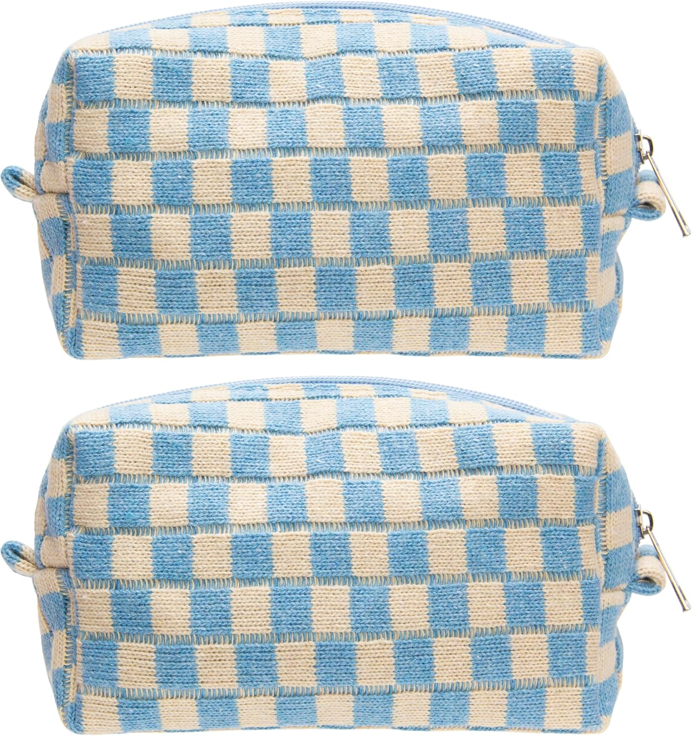 PAZIMIIK 2PCS Checkered Makeup Bag for Purse Portable Zipper Make Up Pouch Small Cosmetic Case for