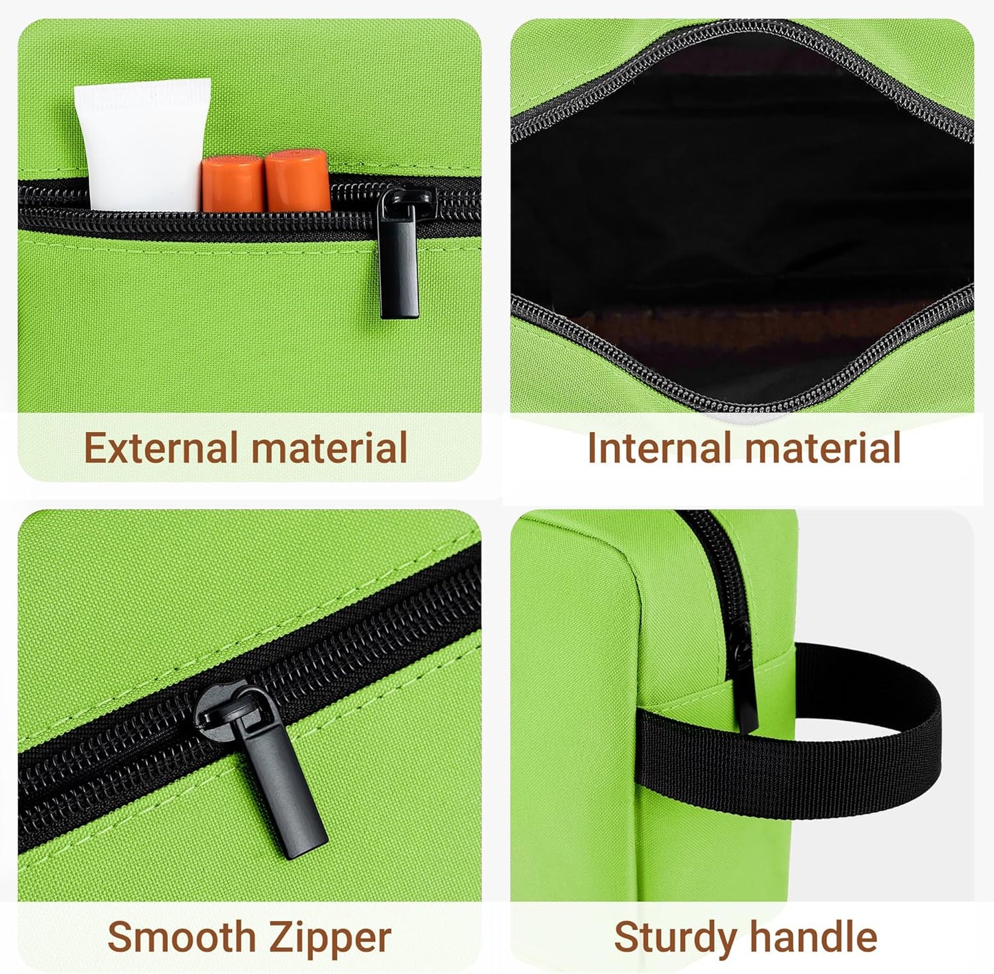 Elviros Travel Toiletry Bag for Women and Men,Lightweight Makeup Bag Hanging Dopp Kit with Shaving Compartment Cosmetic Organizer Small Tool Bag Travel Essentials,Neon Green