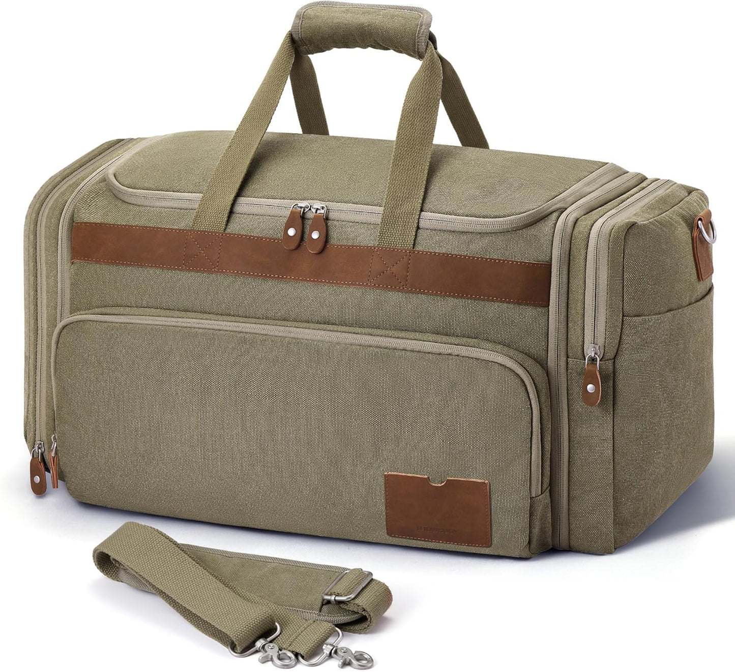 SHOWKOO Duffle Bag for Travel 60L Expandable Canvas Travel Bag Durable Vintage Weekender Overnight