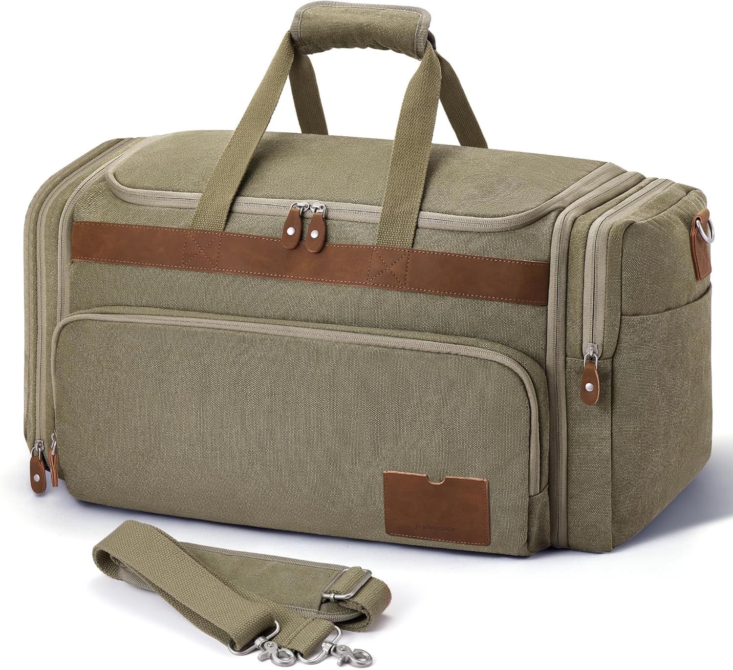 SHOWKOO Duffle Bag for Travel 60L Expandable Canvas Travel Bag Durable Vintage Weekender Overnight