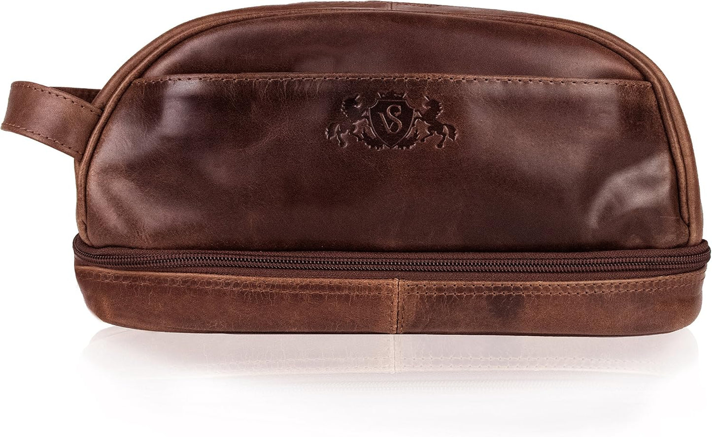 SID & VAIN wash bag ALEX Large Overnight Wash Gym Shaving Bag For Men's real leather toiletry bag leather bag Male brown