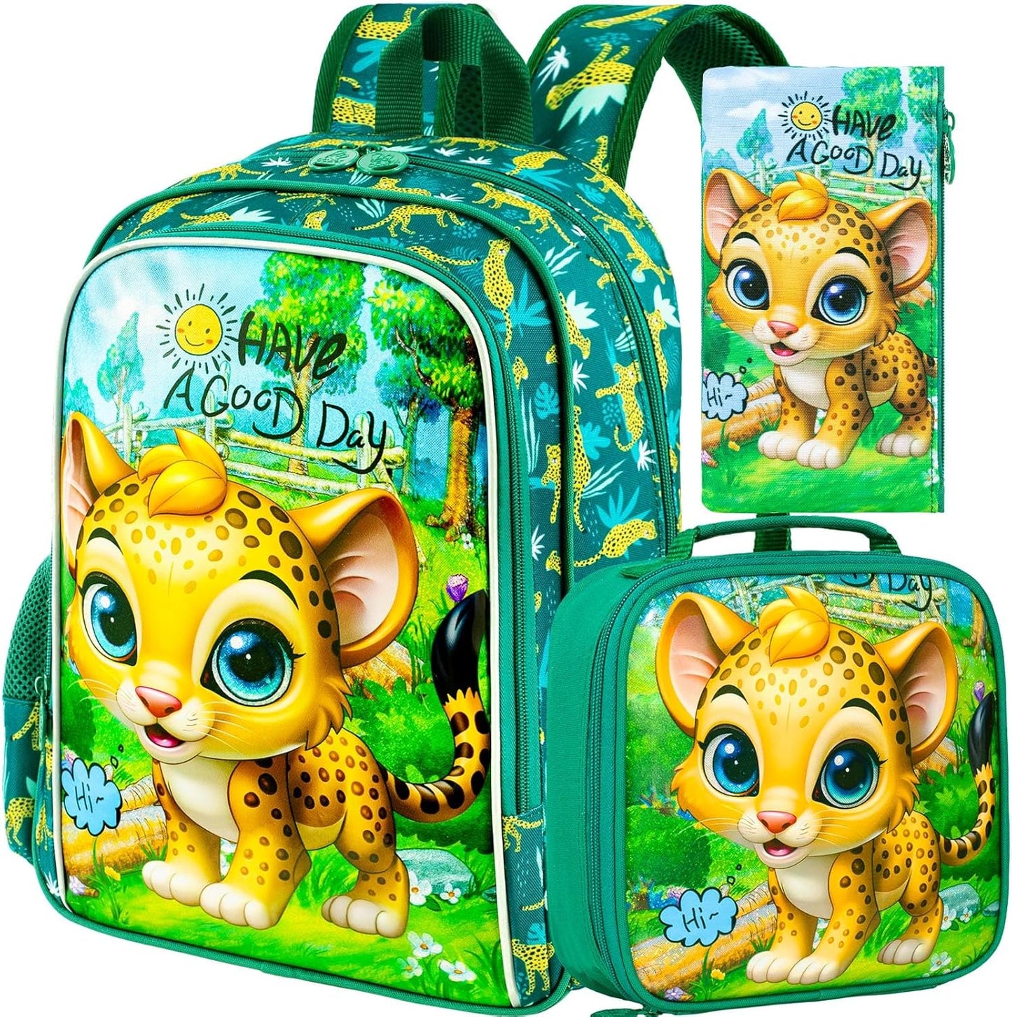 AGSDON 3PCS Backpack for Boys, Toddler Backpacks for Kids with Lunch Box, Water Resistant Bookbag for Elementary Preschool