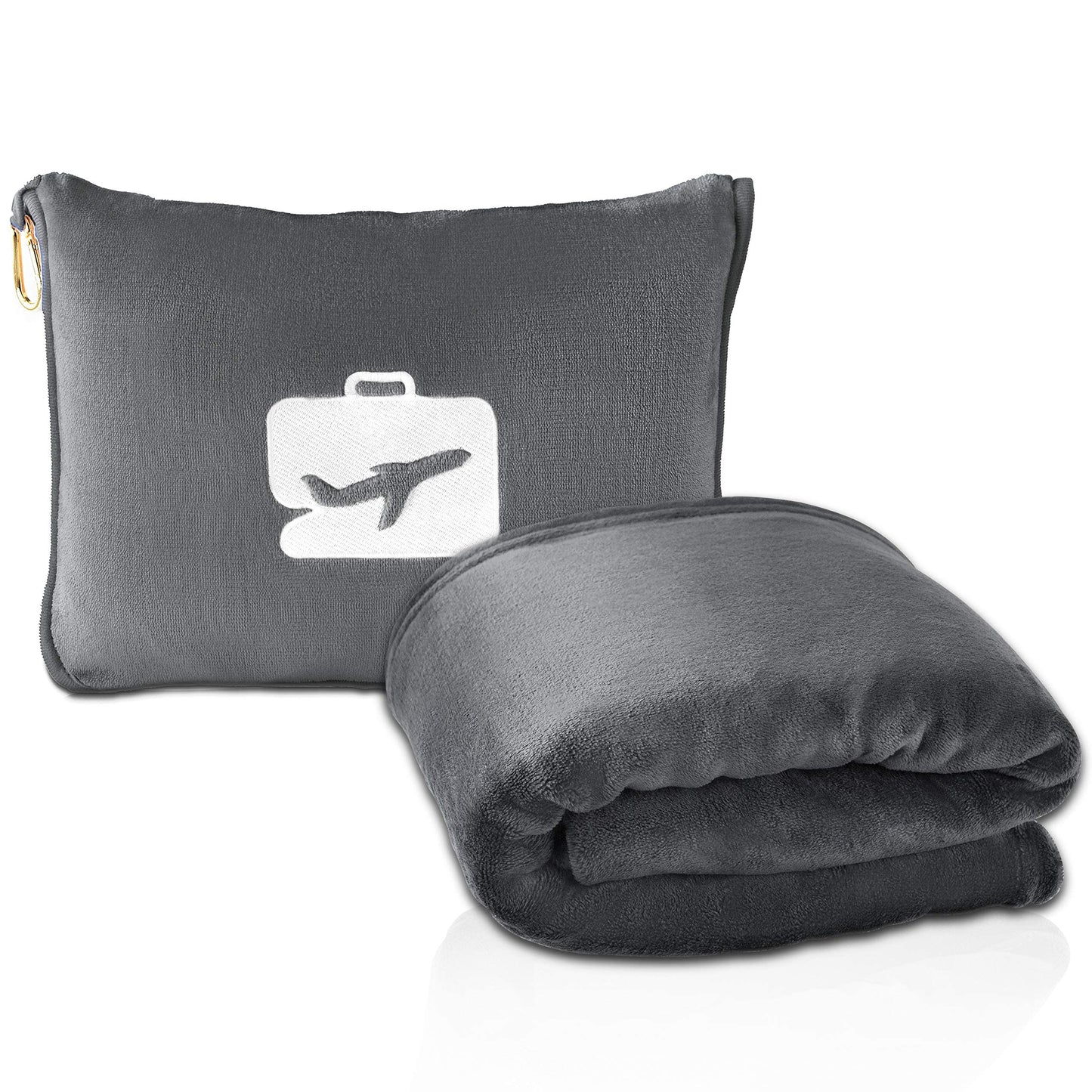 EverSnug Travel Blanket and Pillow - Premium Soft 2 in 1 Airplane Blanket with Soft Bag Pillowcase