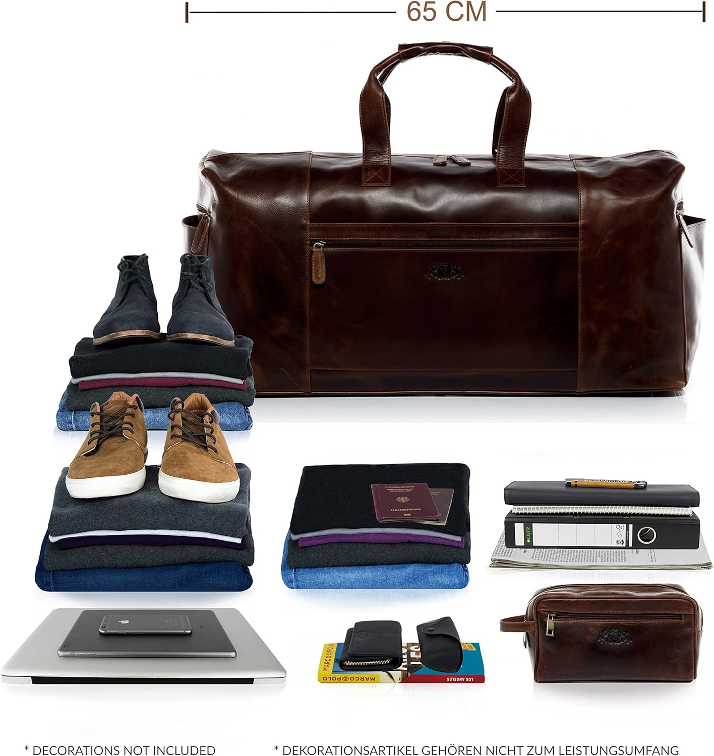 SID & VAIN travel bag holdall BRISTOL XXL duffel bag real leather weekender duffle carry on leather bag Male