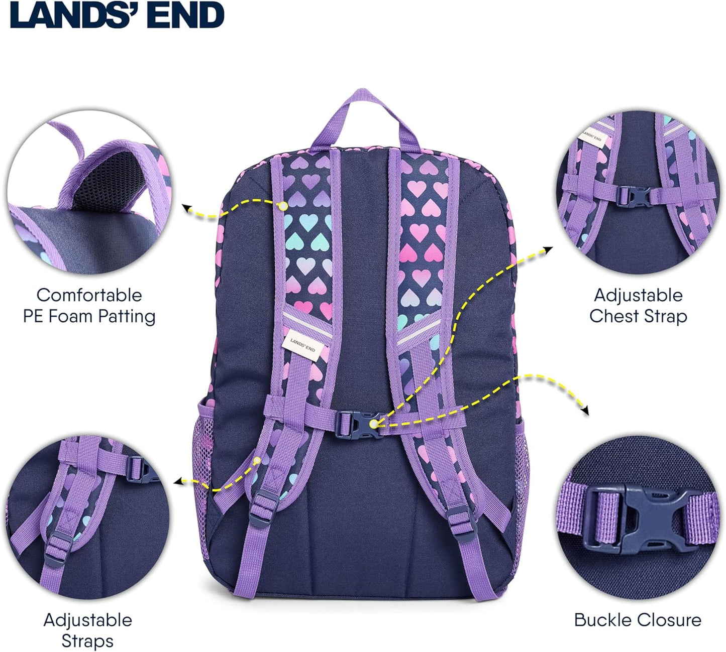 Lands' End Unisex Kids Large ClassMate Lightweight Durable Elementary School Backpack, Rose Violet