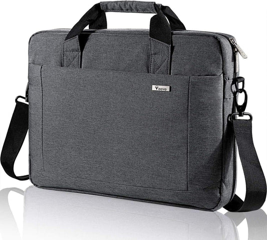 Voova Laptop Bag Case 17 17.3 Inch Computer Sleeve Messenger Bag with Shoulder Strap Expandable Waterproof Large Capacity Business Briefcase for Work Travel Fit 17-18” Laptop, Men Women, Gray