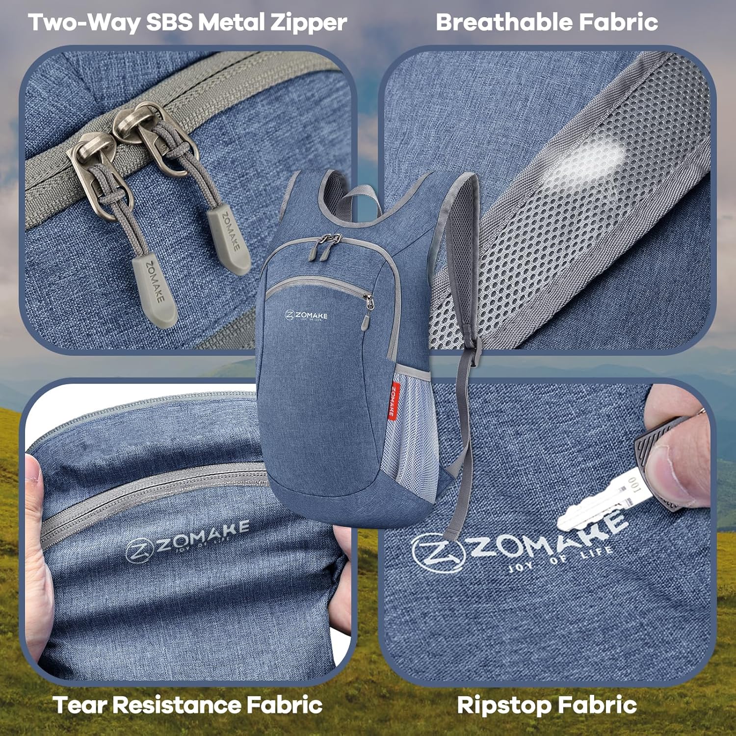 ZOMAKE Ultra Lightweight Packable Backpack 10L,Small Foldable Backpacks Hiking Water Resistant