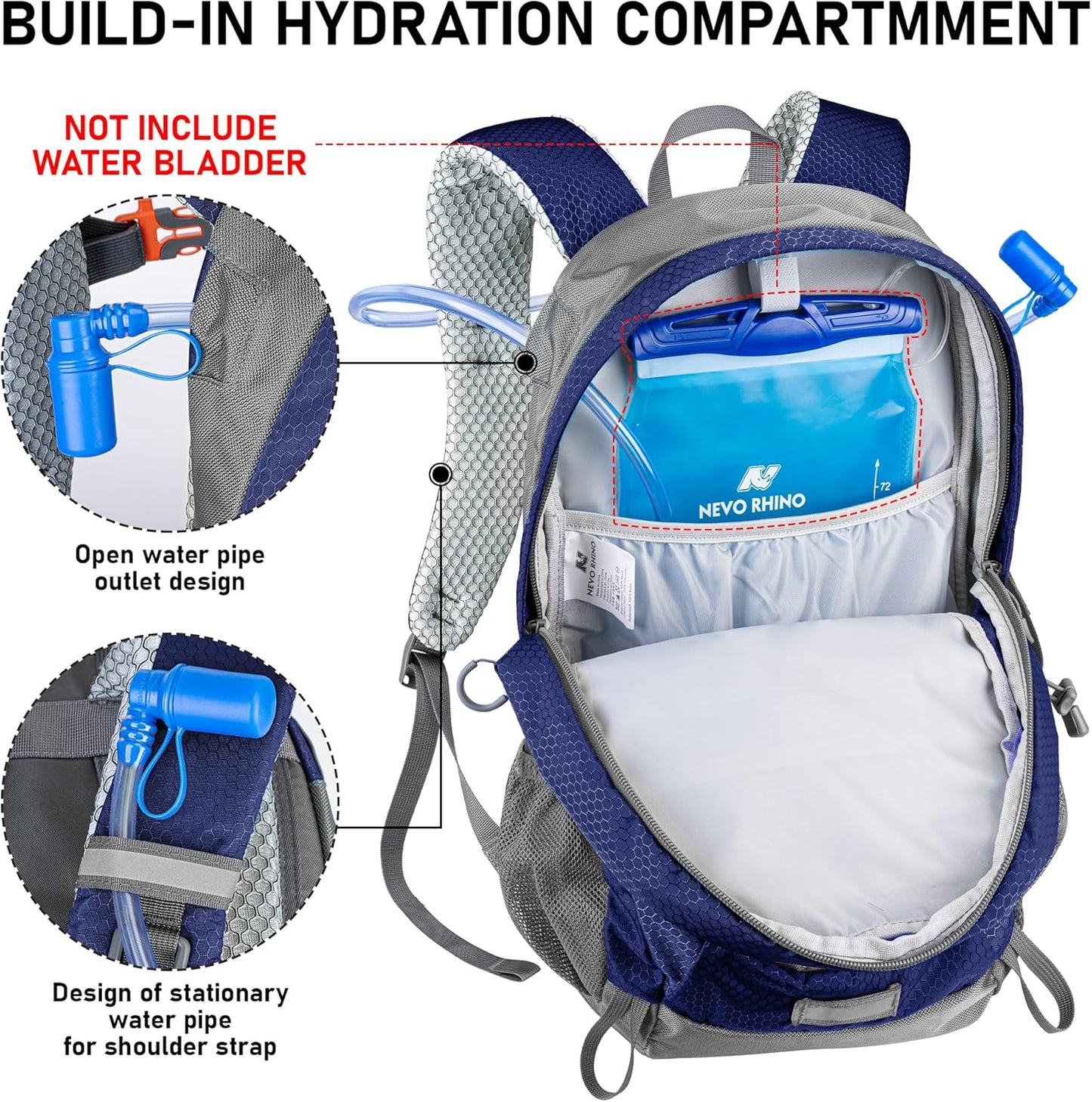 N NEVO RHINO Hiking Backpack 20L Water Resistant Outdoor Day Pack,Lightweight Travel Small Backpack