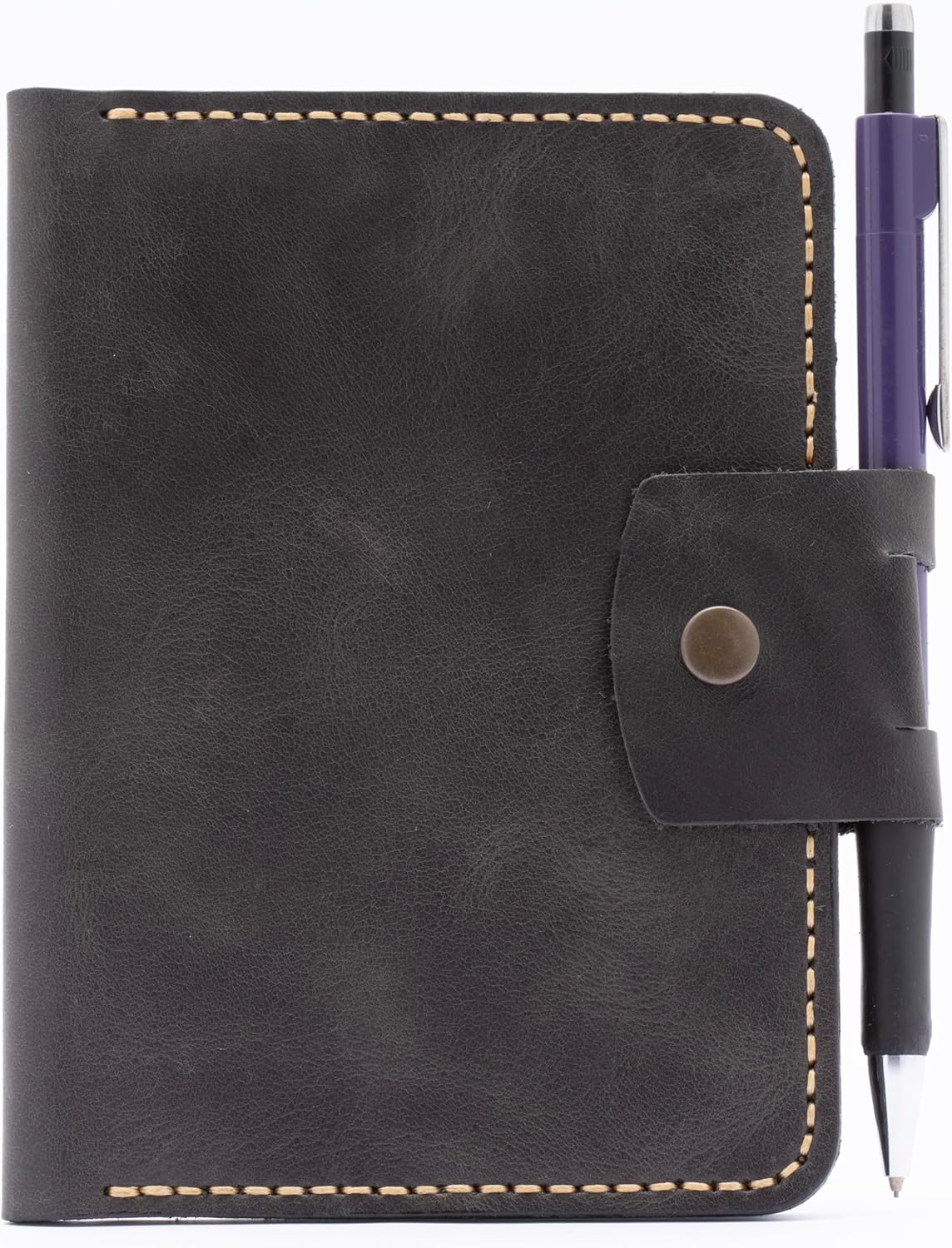 Handmade Passport Leather Case, Wallet Credit Card Holder (Dark Grey)