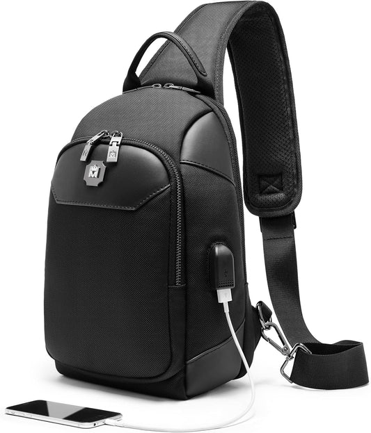 Hidds Sling Bag For Men Crossbody Bags Men’s Shoulder Backpack With Charging Port Travel Hiking Chest Bag Sling Daypack
