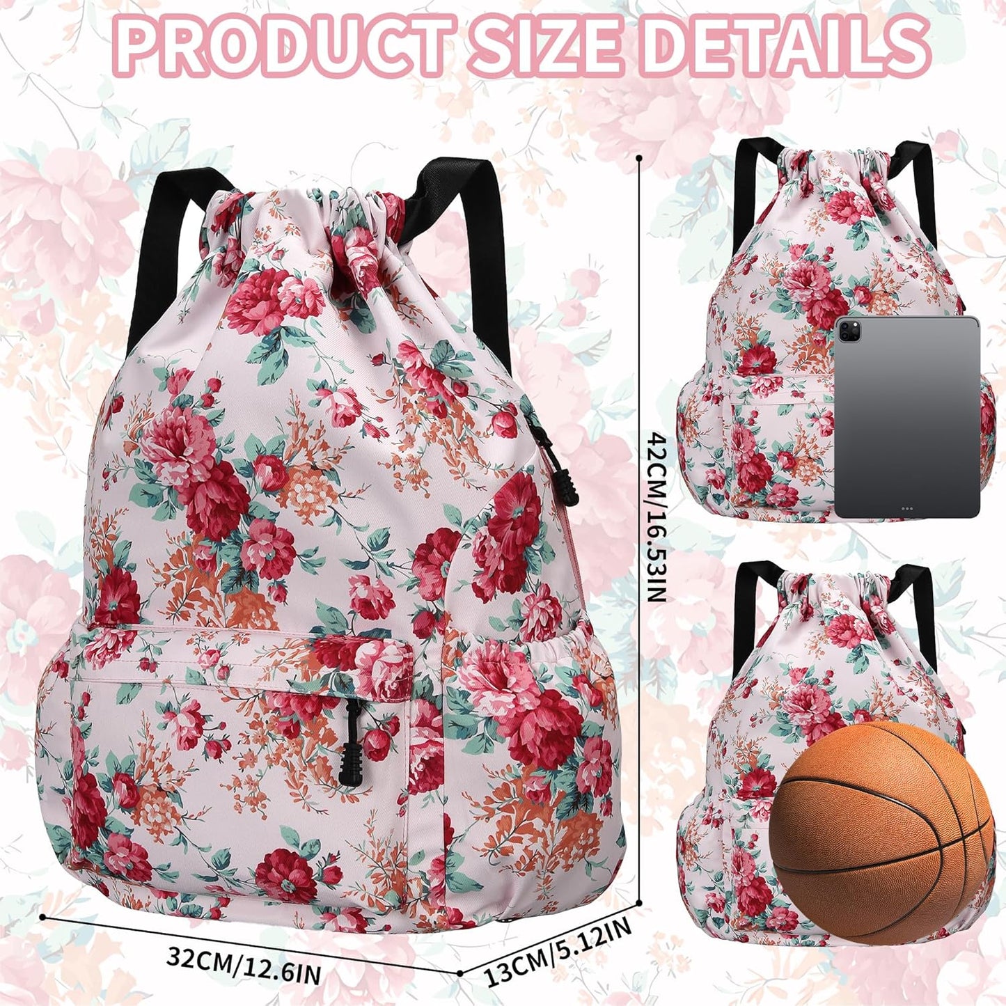 Drawstring Backpack for Women Drawstring Gym Bag Water Resistant Small Cinch Sack Pull String