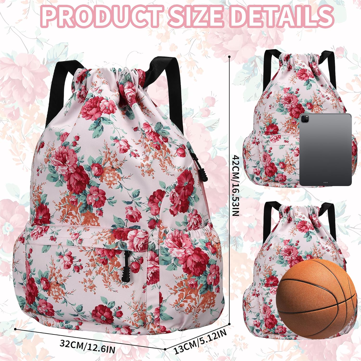 Drawstring Backpack for Women Drawstring Gym Bag Water Resistant Small Cinch Sack Pull String