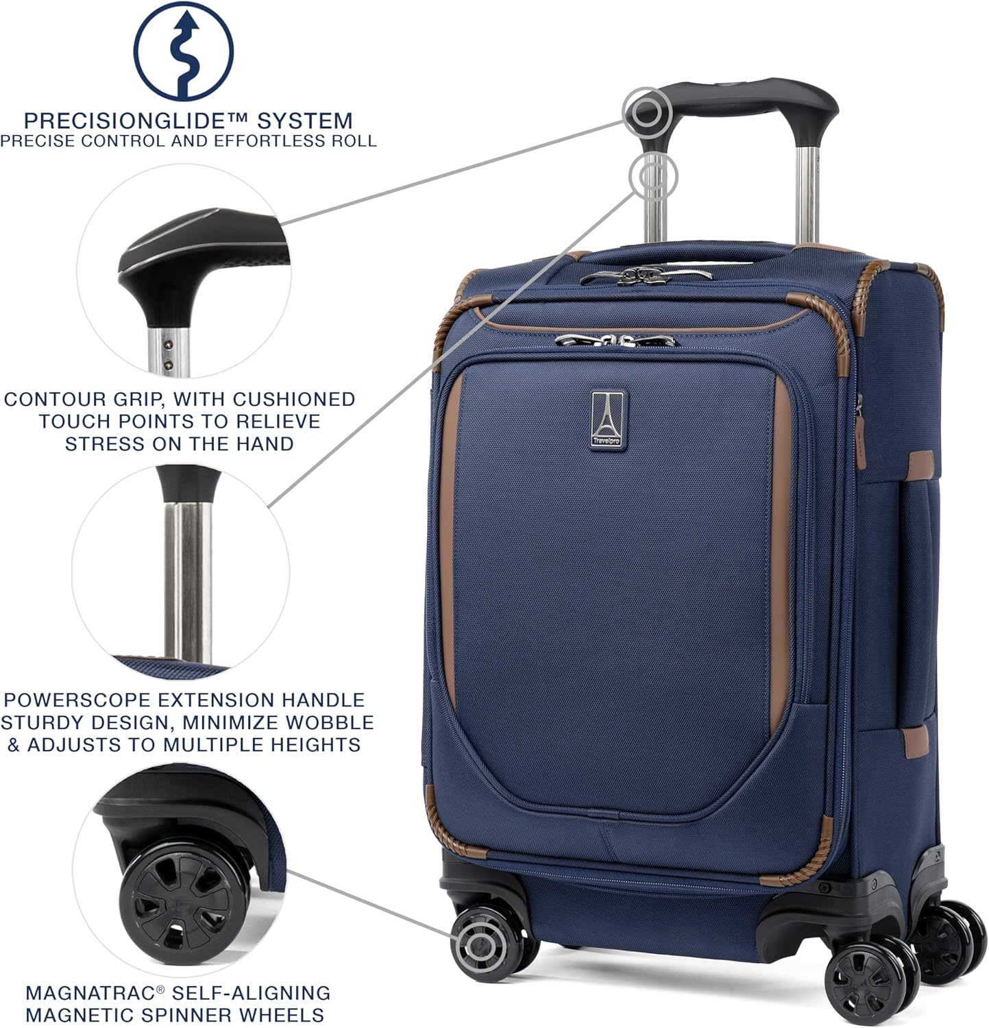 Travelpro Crew Classic Lightweight Softside Expandable Carry on Luggage, 8 Wheel Spinner Suitcase