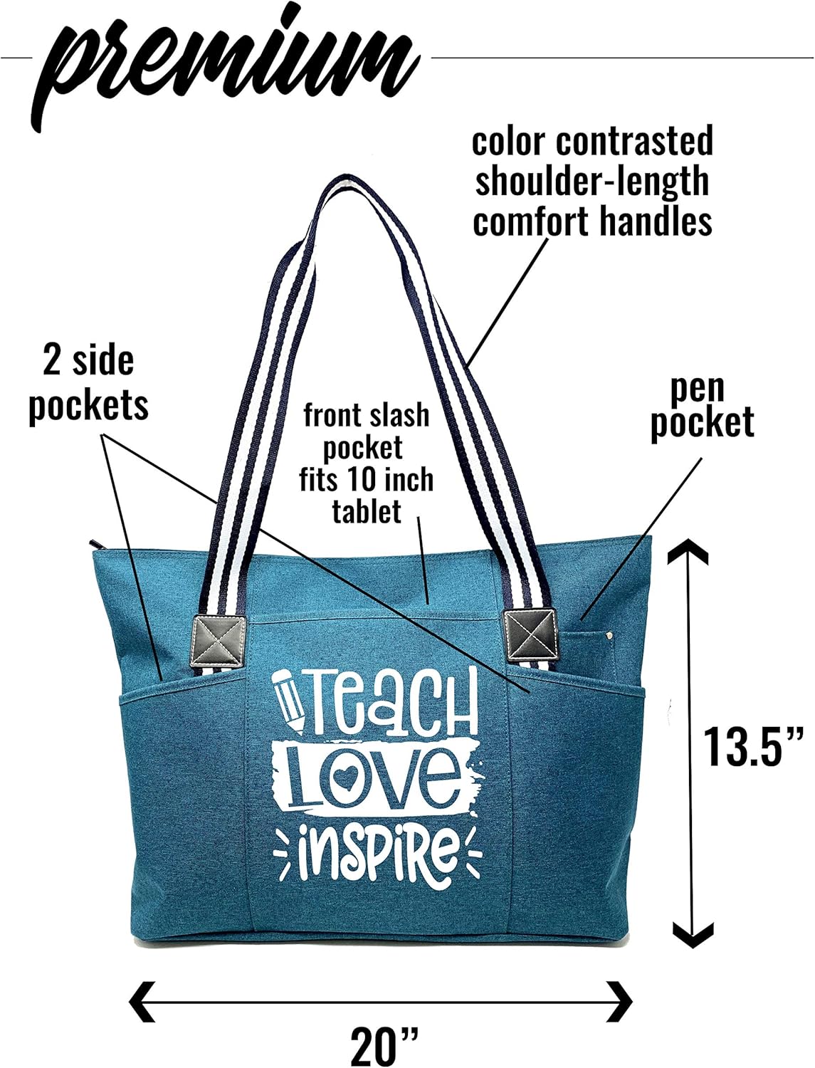 Brooke & Jess Designs Teacher Tote Bag for Work - Teacher Handbag Gifts for Women, Teacher Bag Best Teacher Appreciation Gift