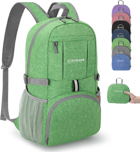 ZOMAKE Ultra Lightweight Packable Backpack 25L,Small Foldable Backpacks Hiking Water Resistant Collapsible Daypack for Women Men(Dark Green-B3)