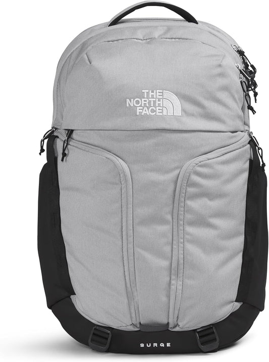 The North Face Surge Commuter Laptop Backpack | Daypack with Water Repellent Finish, 16" Laptop Sleeve, Reflective Details, Meld Grey Dark Heather/TNF Black-NPF, One Size