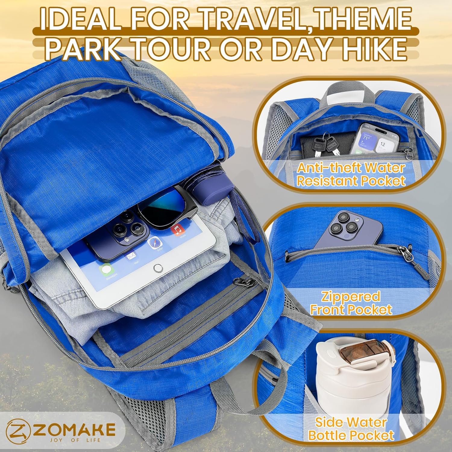 ZOMAKE Ultra Lightweight Hiking Backpack 20L - Packable Small Backpacks Water Resistant Daypack for