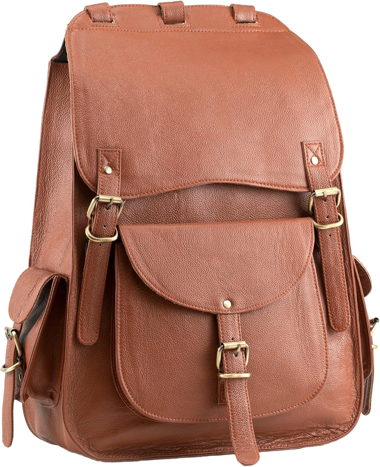 Handmade World Vintage Full Grain 20 Inch Leather Laptop Backpack Casual Bookbag Daypack Camping Travel Rucksack Knapsack