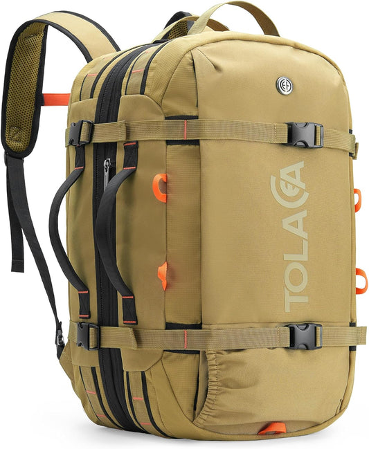 Tolaccea Travel Laptop Backpack, Large Carry on Backpack Flight Approved Convertible Duffle Luggage Bag Daypack Work Business Rucksack Fits 16" Laptop for Men Women 3 Carrying Ways, 40L-50L Expandable