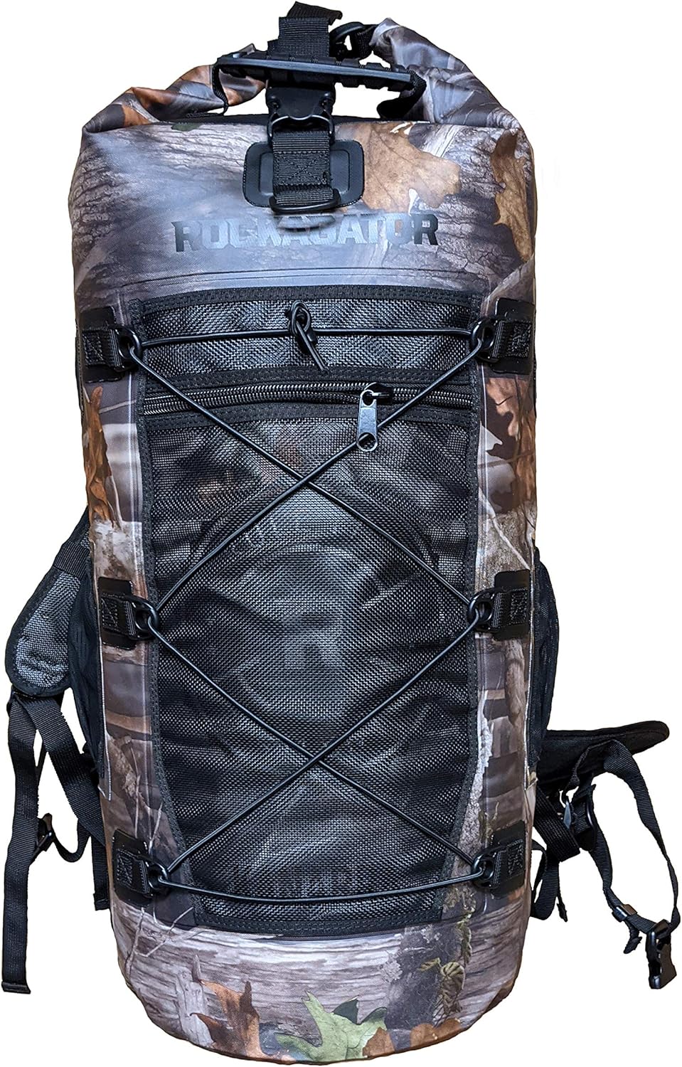 Rockagator Kanarra 90L Waterproof Backpack for Camping, Hiking, Mountaineering, Backpacking, Hunting, Fishing, Canoeing, Outdoor Activities, The Wet Outdoors - Large Capacity, Roll Top Closure, Camo