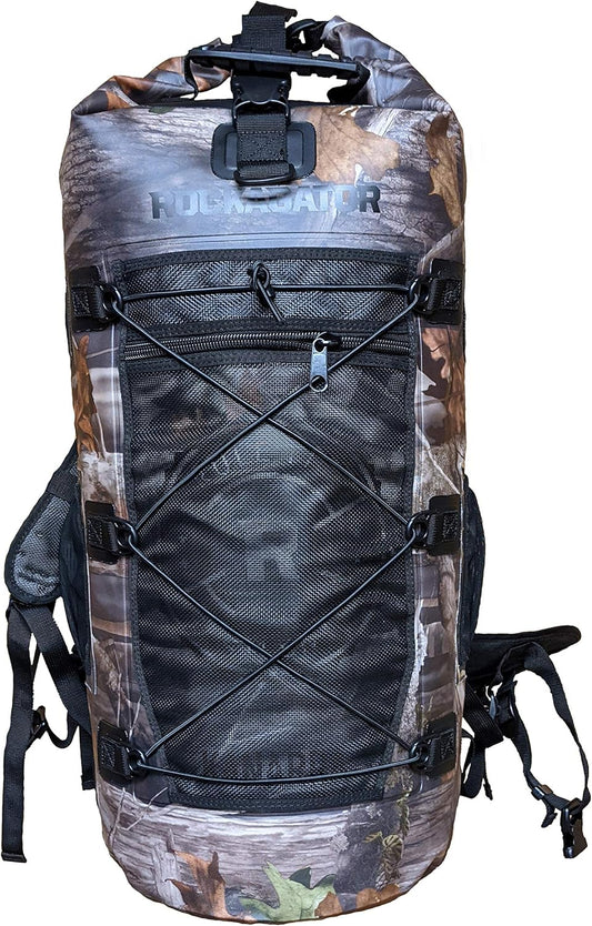 Rockagator Kanarra 90L Waterproof Backpack for Camping, Hiking, Mountaineering, Backpacking, Hunting, Fishing, Canoeing, Outdoor Activities, The Wet Outdoors - Large Capacity, Roll Top Closure, Camo