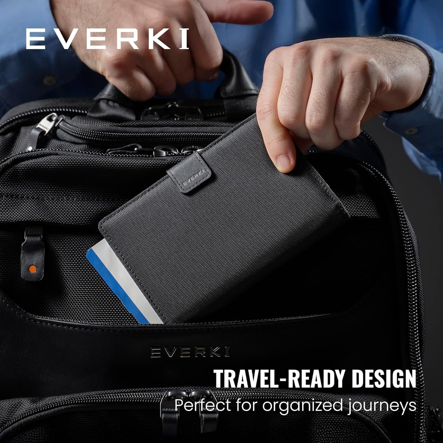EVERKI RFID Passport Wallet - RFID Passport Holder for Travel, Slim RFID Blocking Pass Port Case Cover & Protector, Cute Pass Port Holder for Men & Women, Travel Essentials Gift for Travelers, Black
