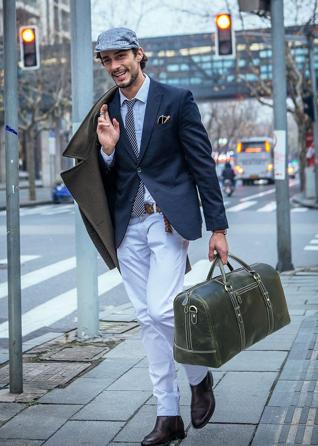 Leather Duffel Bag for Men & Women Travel, Weekend, Overnight, Gym Bag