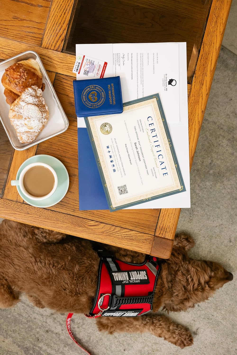 Support Pets International Pet Passport – Official Pet Travel Document Holder – Blue Passport Cover for Emotional Support & Service Animals – Secure Plastic Organizer for Vet Records, ID