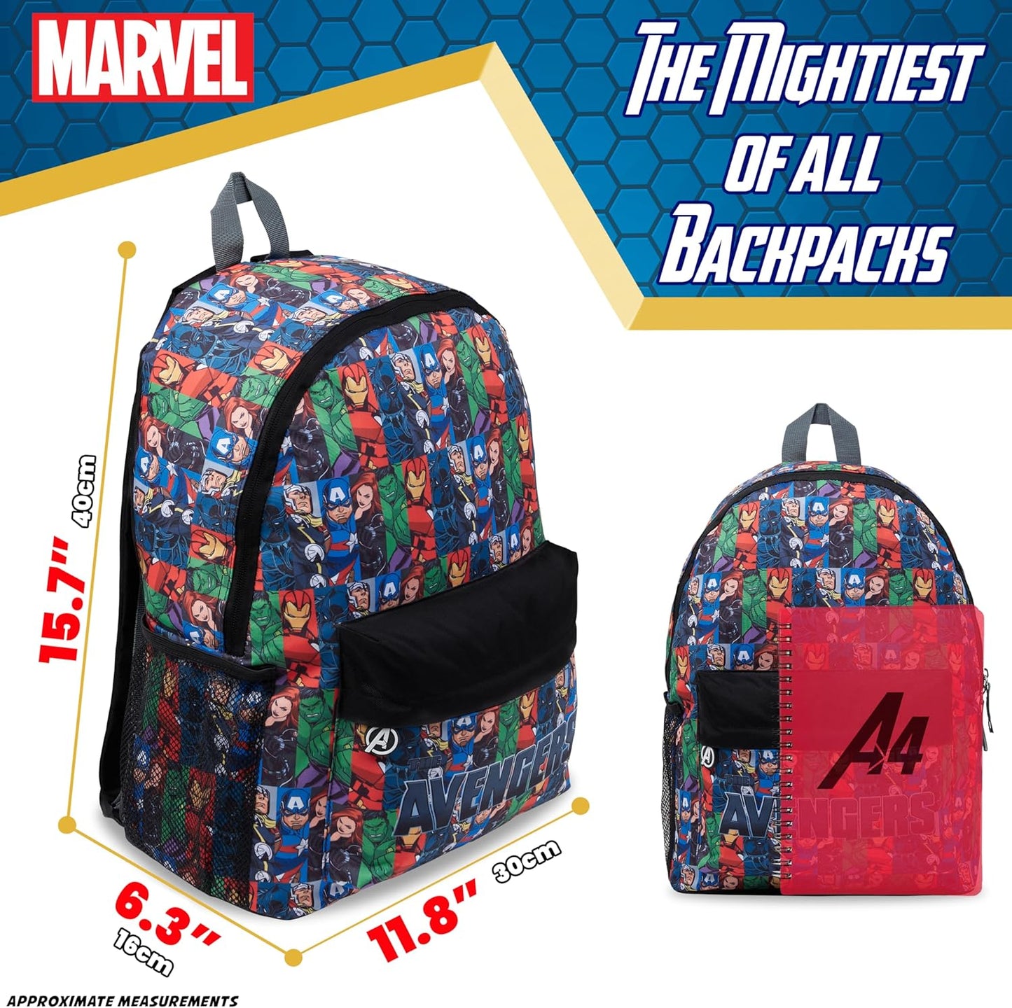 Marvel Avengers Backpack for Kids Teens Bookbag with Double Straps Daypack Backpacks for School Travel Sports Gifts for Boys (Multicolor)