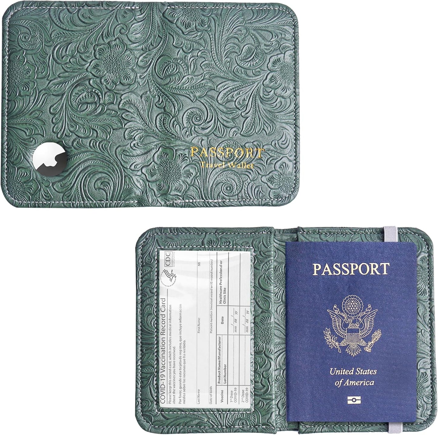 lizimandu Passport Holder with Airtag Slot, Airtag Passport Wallet for Men Women, Slim Leather