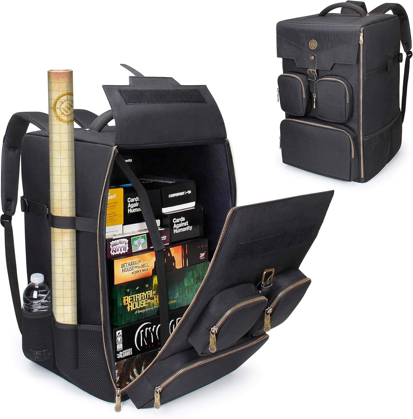 ENHANCE Board Game Backpack - Reinforced Rigid Board Game Storage with Padded Shoulder Straps