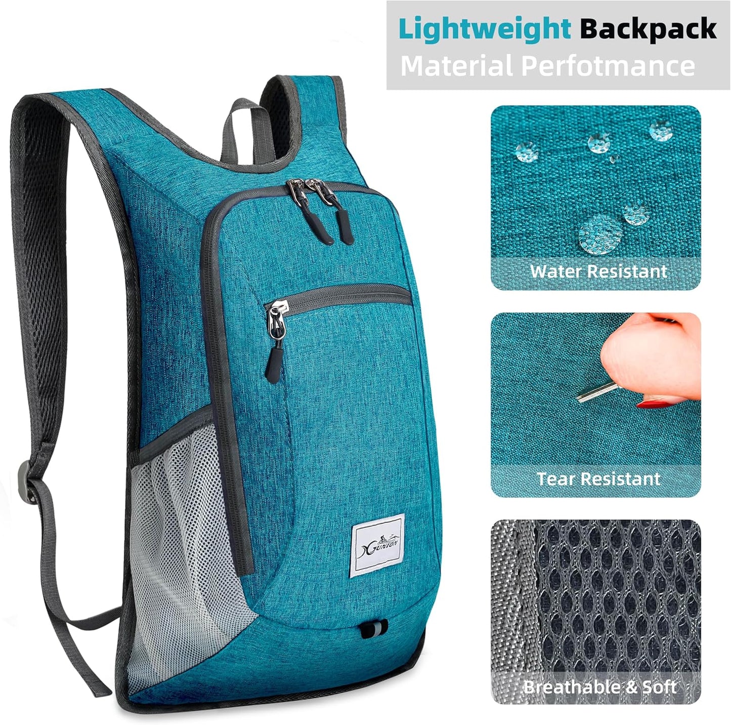 Hiking Backpack 10L Small Travel Lightweight Daypack Foldable Hiking Packable Camping Hiking Backpacks for Women Men (Teal Blue)