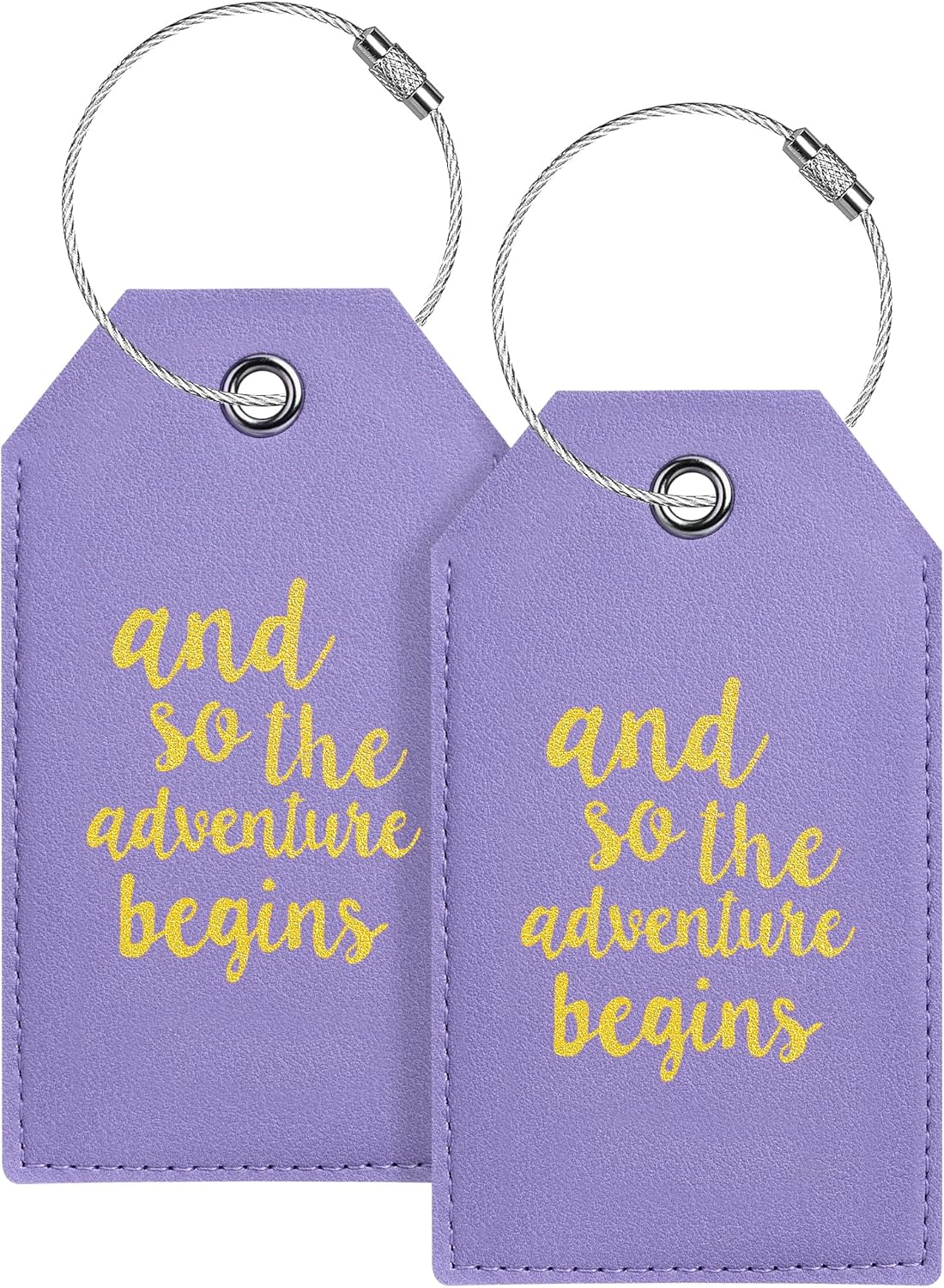 Luggage Tag & Initial Baggage Tags for Suitcases Leather Bag Tags for Backpacks Handbag School Instrument with Name ID Label Travel Essentials, Unique Fun Purple Personalized Luggage Tags 2 Pack