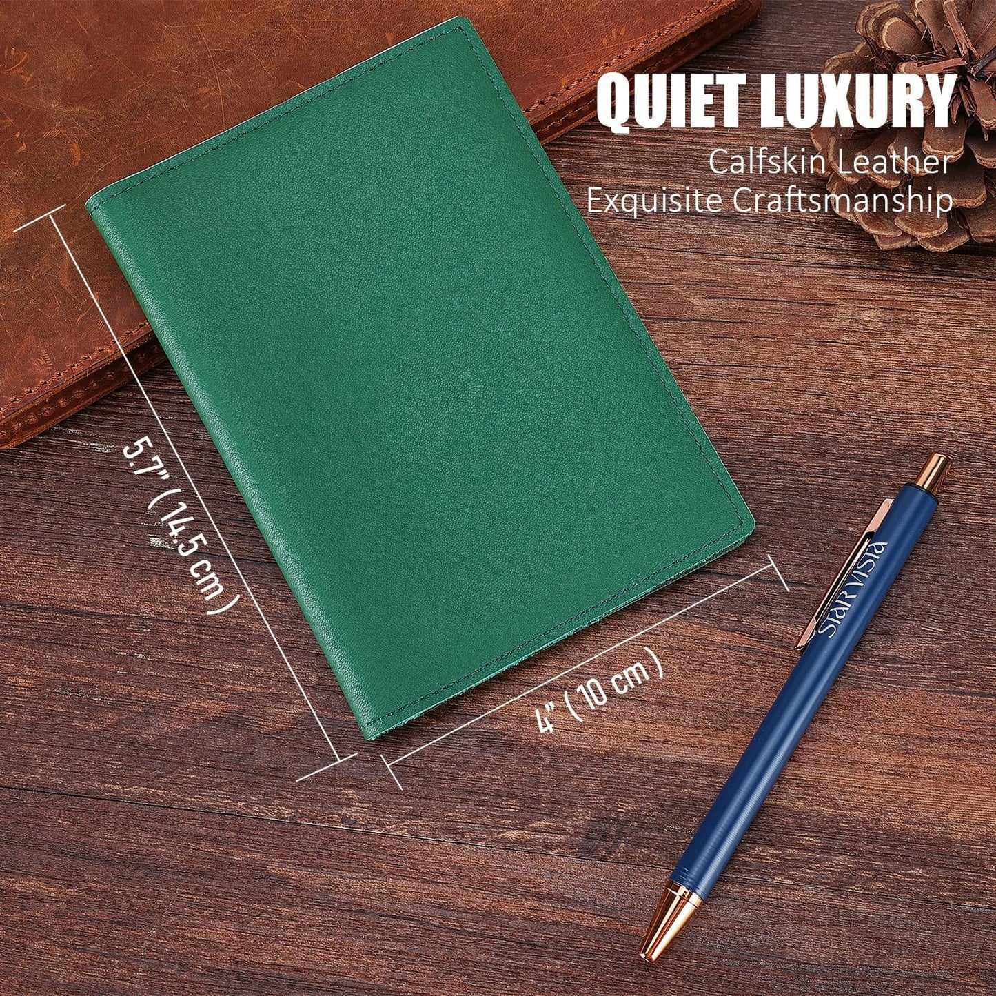STAR VISTA Albatross Leather Travel Passport Holder, Minimalist Design, Calfskin Leather Case for
