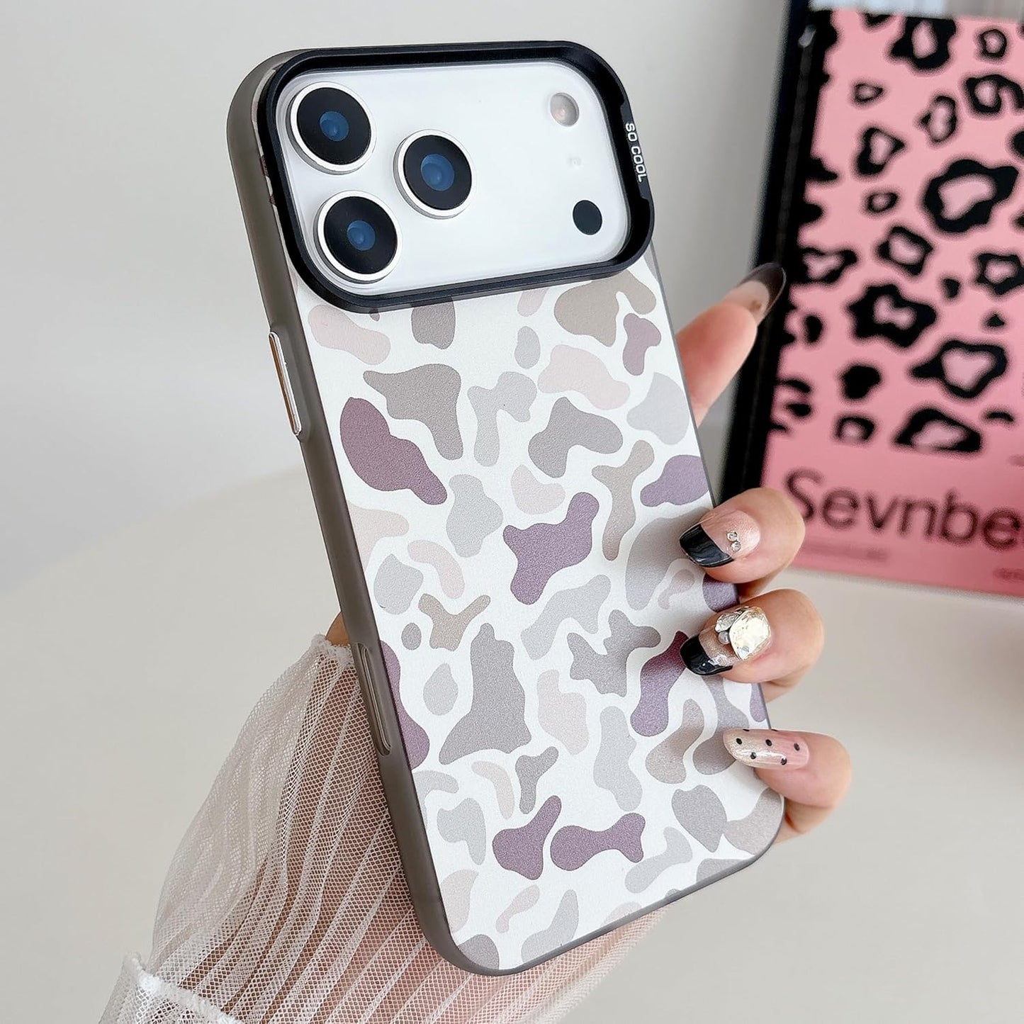 for iPhone 17 Pro Max Case, Vintage Camo Pattern Design for Men Boys Teens, Cool Camouflage Shockproof Protective Cover for Girls Women - Black